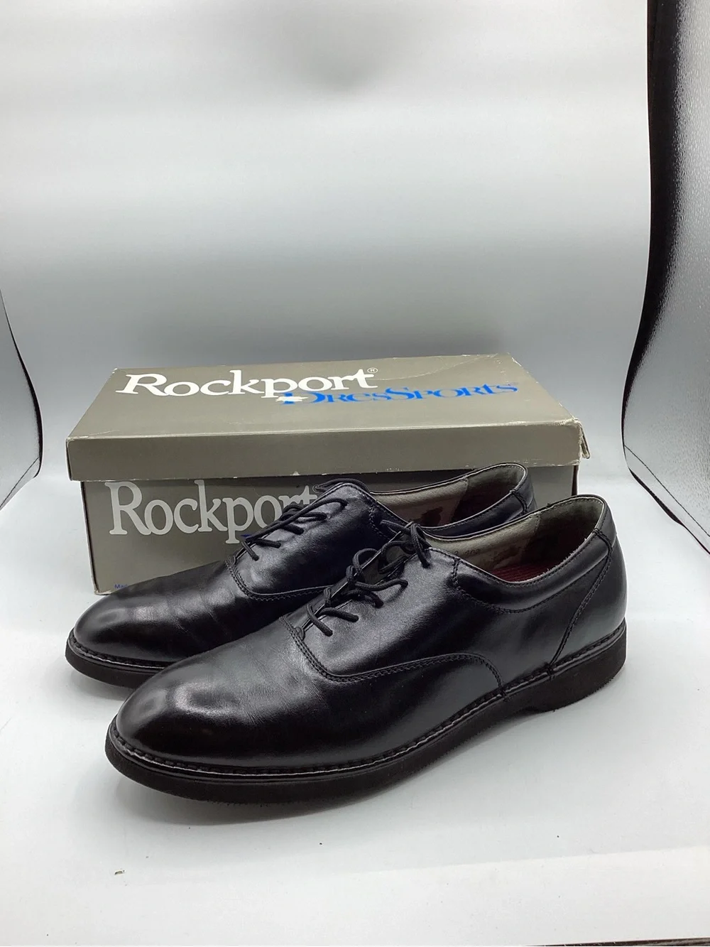 Rockport Men's Black Leather Oxford Dress Shoes Size 10.5